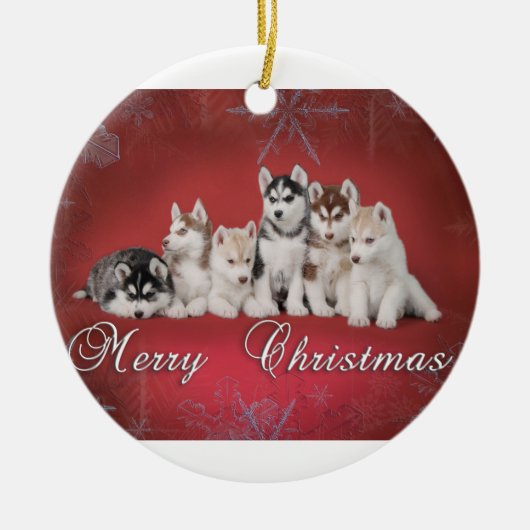 Husky kerstmis keramisch ornament (Voorkant)