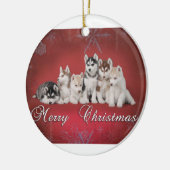 Husky kerstmis keramisch ornament (Links)