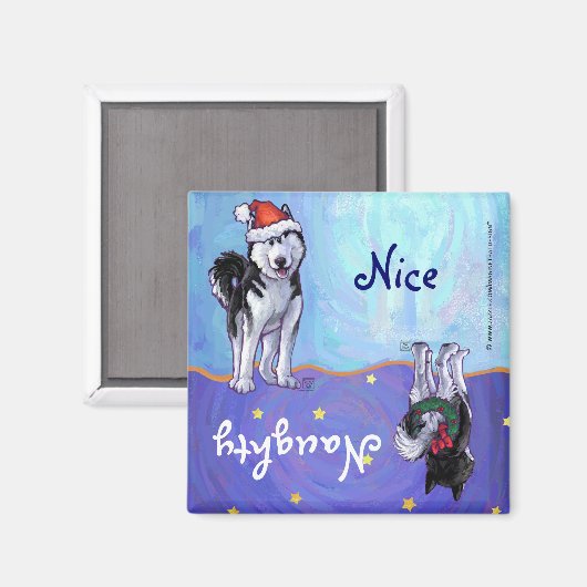 Husky Kerstmis Magneet (Voorkant / Achterkant)