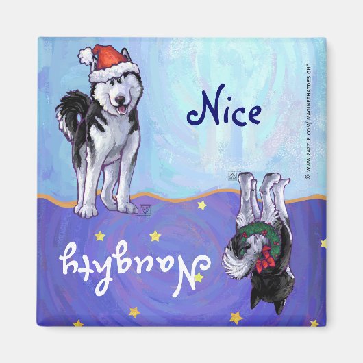 Husky Kerstmis Magneet (Voorkant)