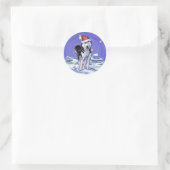 Husky Kerstmis Ronde Sticker (Tas)
