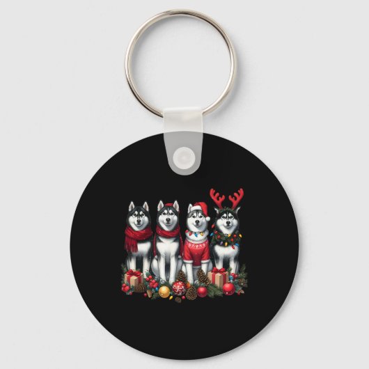 Husky Kerstmis Sleutelhanger (Voorkant)