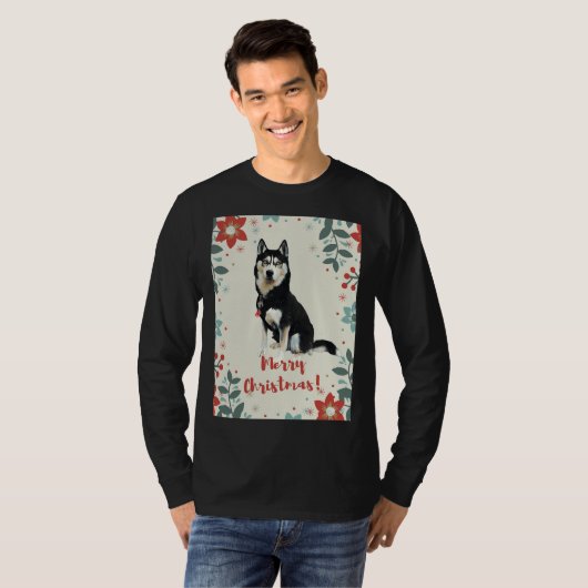 Husky Kerstmis T-shirt (Voorkant volledig)