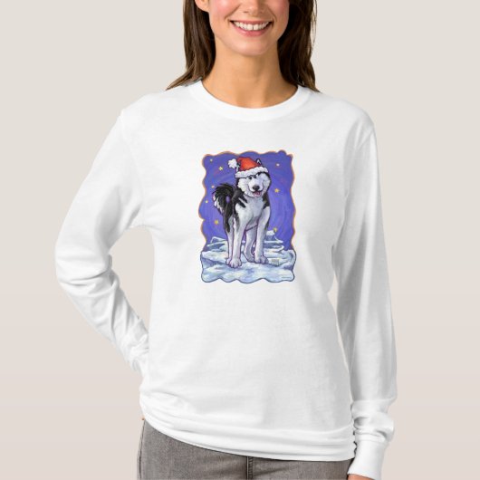 Husky Kerstmis T-shirt (Voorkant)