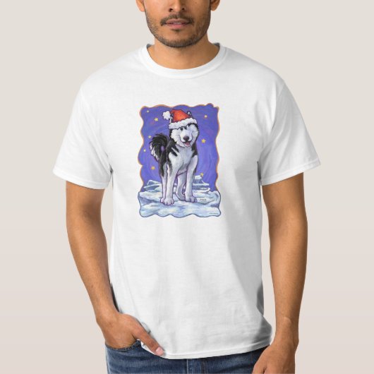 Husky Kerstmis T-shirt (Voorkant)