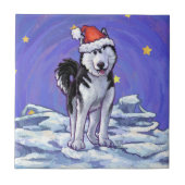 Husky Kerstmis Tegeltje (Voorkant)