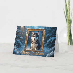 Husky Kerstmis Winter Hond Vakantie Groet Feestdagen Kaart