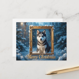 Husky Kerstmis Winter Hond Vakantie Groet Feestdagenkaart