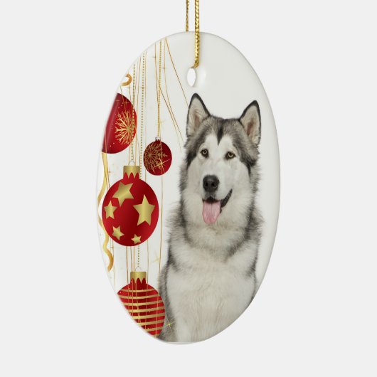 Husky Kerstsierent Keramisch Ornament (Rechts)