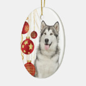 Husky Kerstsierent Keramisch Ornament (Links)