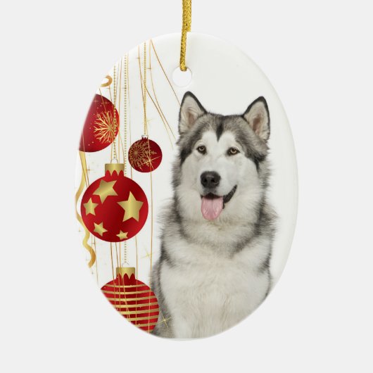 Husky Kerstsierent Keramisch Ornament (Voorkant)