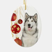 Husky Kerstsierent Keramisch Ornament (Achterkant)