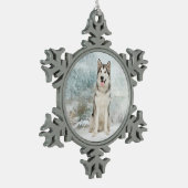 Husky Kerstsierent Tin Sneeuwvlok Ornament (Links)