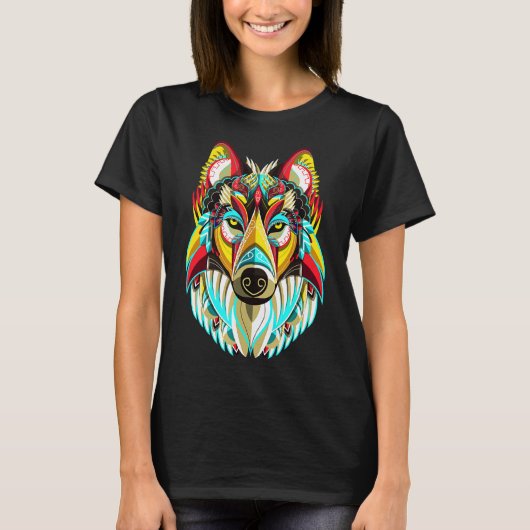 Husky Kunst Kleurrijk T-shirt (Voorkant)