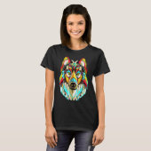 Husky Kunst Kleurrijk T-shirt (Voorkant volledig)