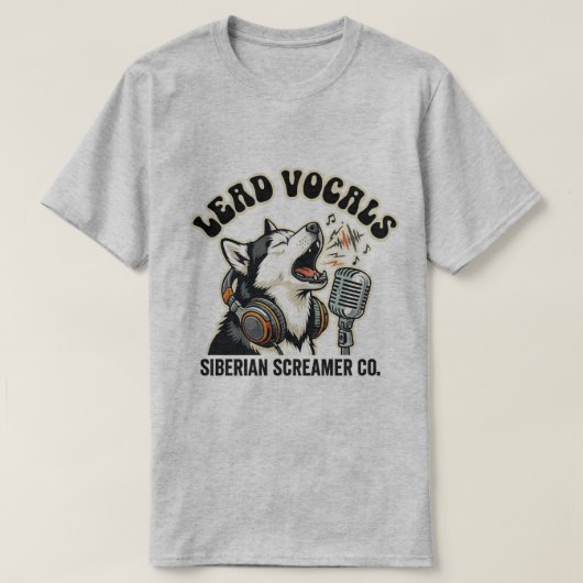 Husky lead-vocal grappige hond ontwerp  t-shirt (Design voorkant)