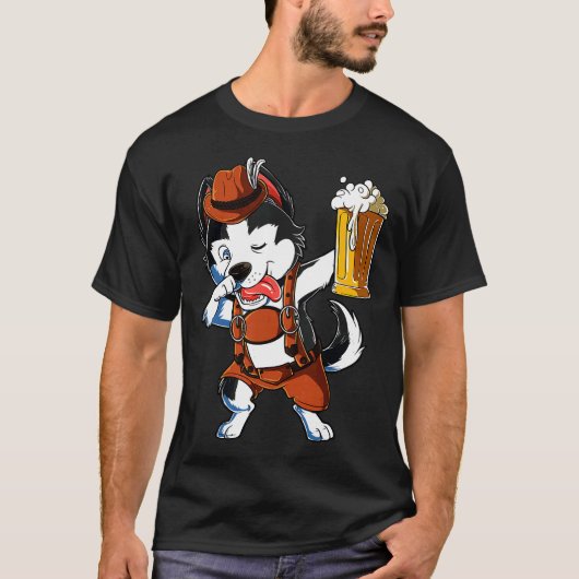 Husky Lederhosen Mannen T-shirt (Voorkant)