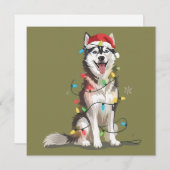 Husky-liefhebber Kerst Siberische Kerstman Hond Mo Feestdagenkaart (Voorkant / Achterkant)