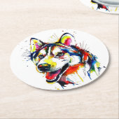 Husky Liefhebbers Steen Coaster| Liefhebber Steen Ronde Kartonnen Onderzetter (Gebogen)