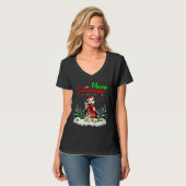 Husky Lights Vrolijk Kerstfeest T-shirt (Voorkant volledig)