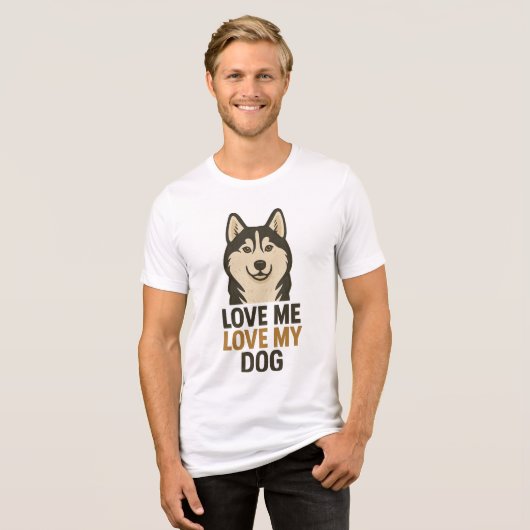 Husky Love Because True Love Has Four Paws Tri-Blend Shirt (Voorkant volledig)