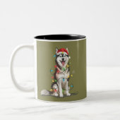 Husky Lover Kerstmis Siberische Xmas Dog Mom Tweekleurige Koffiemok (Links)