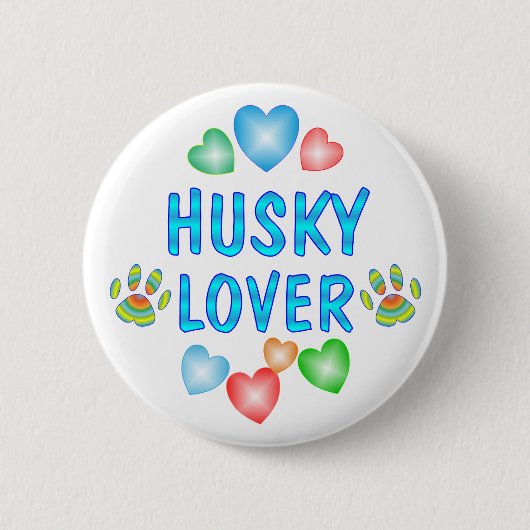 HUSKY LOVER RONDE BUTTON 5,7 CM (Voorkant)