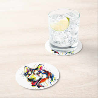 Husky Lovers Stone Coaster| Geliefden Steen Coaste Ronde Kartonnen Onderzetter