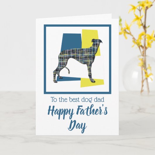 Husky / Lurcher Hond Driekleur Vaderdag Kaart (Gele Bloem)