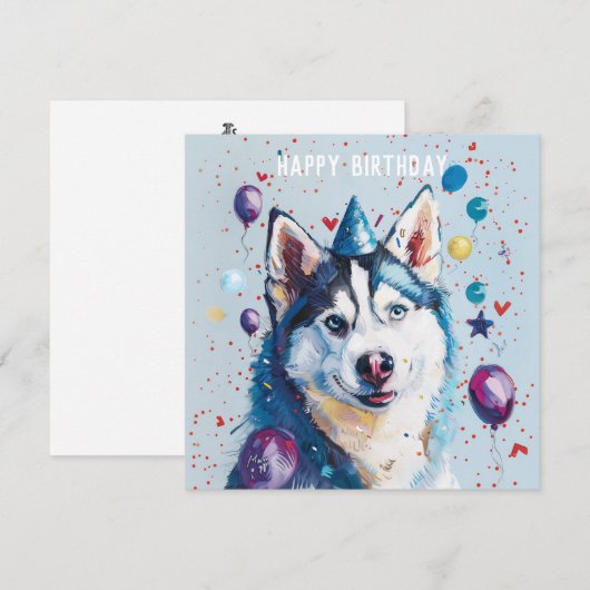 Husky / Malamute verjaardagskaart (Voorkant / Achterkant)