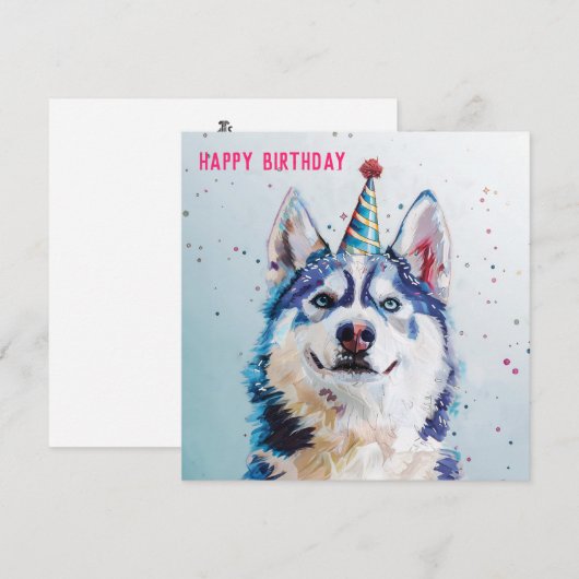 Husky / Malamute verjaardagskaart (Voorkant / Achterkant)