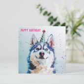 Husky / Malamute verjaardagskaart (Staand voorkant)