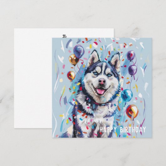 Husky / Malamute verjaardagskaart (Voorkant / Achterkant)
