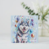 Husky / Malamute verjaardagskaart (Staand voorkant)