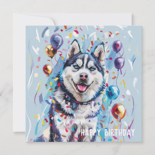 Husky / Malamute verjaardagskaart (Voorkant)