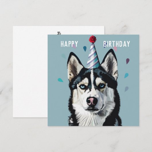 Husky / Malamute verjaardagskaart (Voorkant / Achterkant)