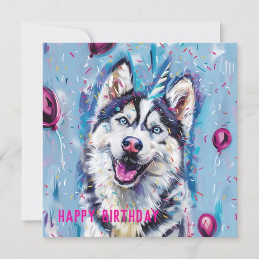 Husky / Malamute verjaardagskaart Kaart (Voorkant)