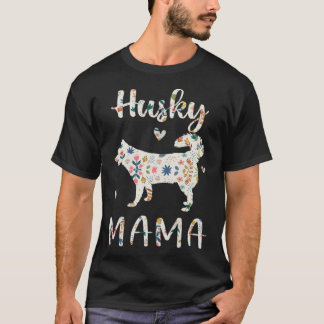 Husky Mama Floral Dog Mam Love T-shirt