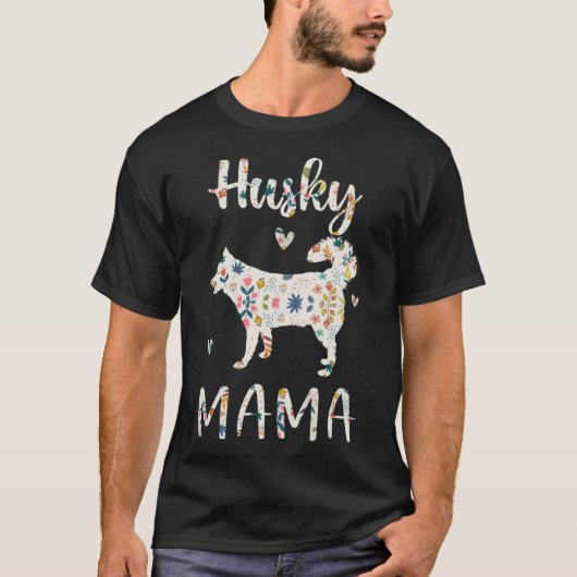Husky Mama Floral Dog Mam Love T-shirt (Voorkant)