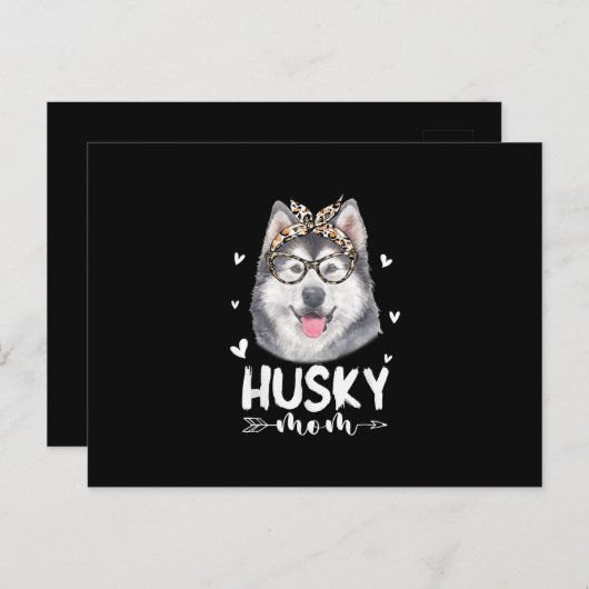 Husky mama | Hondenliefhebbers Cadeau | Moederdagg Aankondigingskaart (Voorkant / Achterkant)