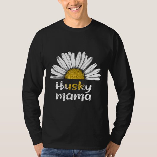 Husky Mama Witte Bloem T-shirt (Voorkant)