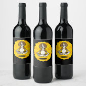 Husky | Meditation Yoga Beagle Labrador Husky Wijn Etiket (Flessen)