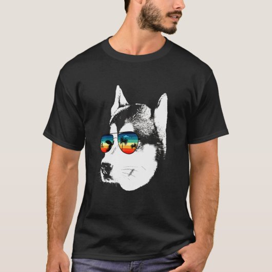 Husky met bril zonnebril t-shirt (Voorkant)