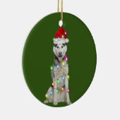husky met kerstscafts Santa Hat Gift Keramisch Ornament (Rechts)