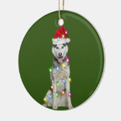 husky met kerstscafts Santa Hat Gift Keramisch Ornament (Links)