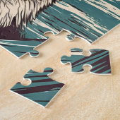 Husky met zonnebril op het strand legpuzzel (Zijkant)