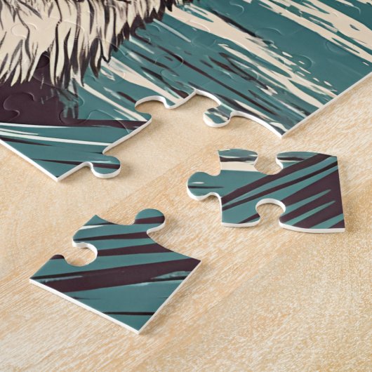 Husky met zonnebril op het strand legpuzzel (Zijkant)