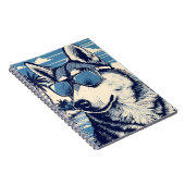 Husky met zonnebril op het strand notitieboek (Rechterzijde)