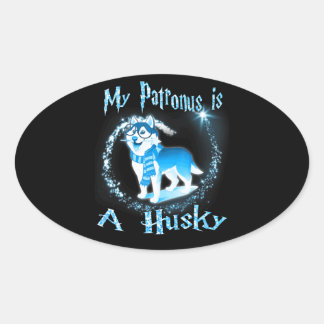 Husky | Mijn Patronus is een Hondenliefhebber van Ovale Sticker