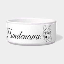 Husky Minimalist Line Art personalized bowl Voerbakje